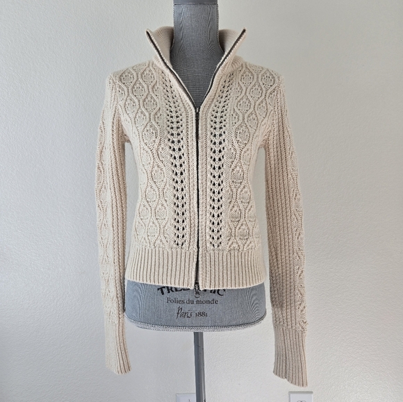 Lucky Brand Sweaters - LUCKY BRAND Chunky Cable Knit Wool Blend Cardigan Ivory Color Size Medium